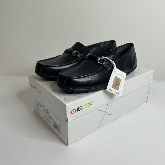 Geox Loafer Mens 40 US 6.5 Double Fit Cushion Black Breathable Leather Buckle - Picture 1 of 10